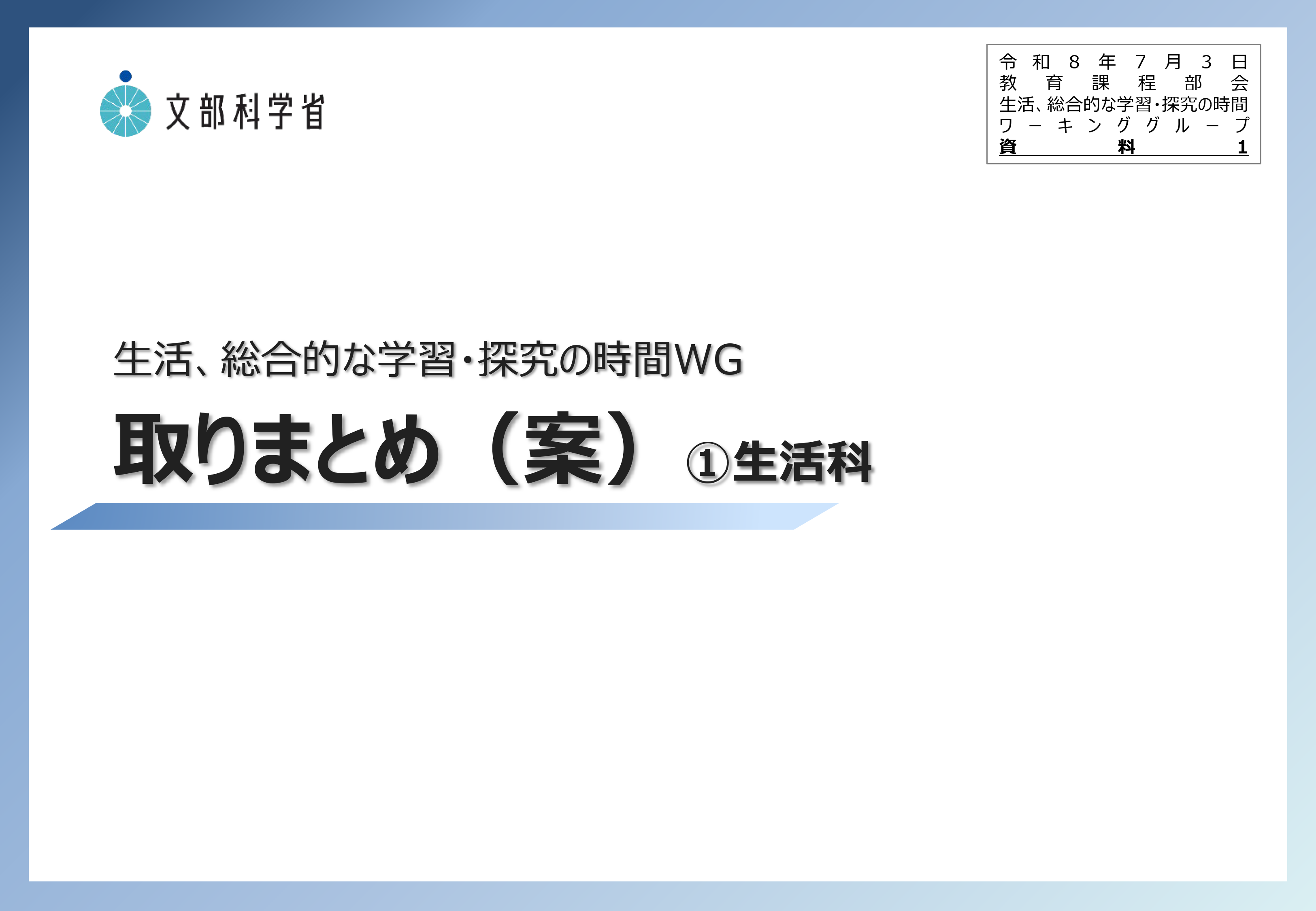 中央教育審議会初等中等教育分科会教育課程部会生活、総合的な学習・探究の時間ワーキンググループの配付資料を掲載しました_1