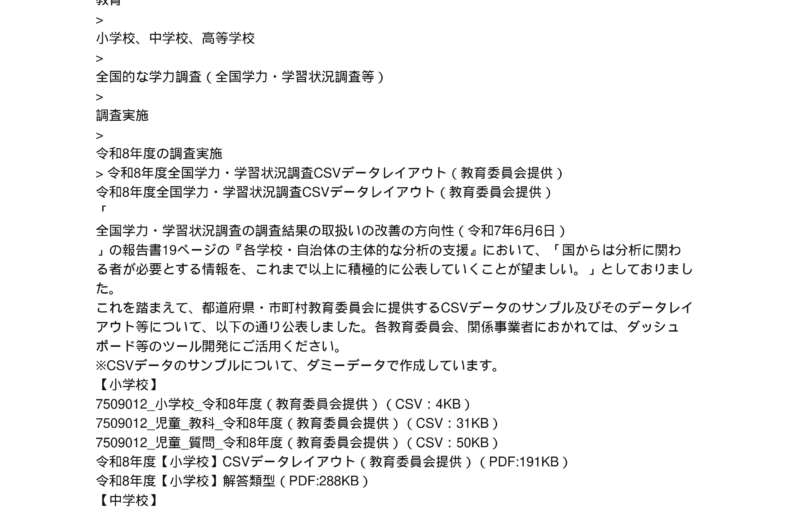 令和8年度全国学力・学習状況調査CSVデータレイアウト（教育委員会提供）_1