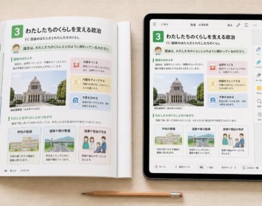 【現場視点】デジタルな形態を含む教科書の発行・採択等の指針に関する検討会議・第4回議事録をテーマにしたAI生成イメージ