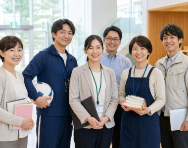 【現場視点】多様な専門性を有する質の高い教職員集団の形成を加速するための方策について（審議のまとめ）をテーマにしたAI生成イメージ