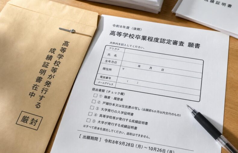 【現場視点】令和8年度高等学校卒業程度認定審査（後期）についてをテーマにしたAI生成イメージ