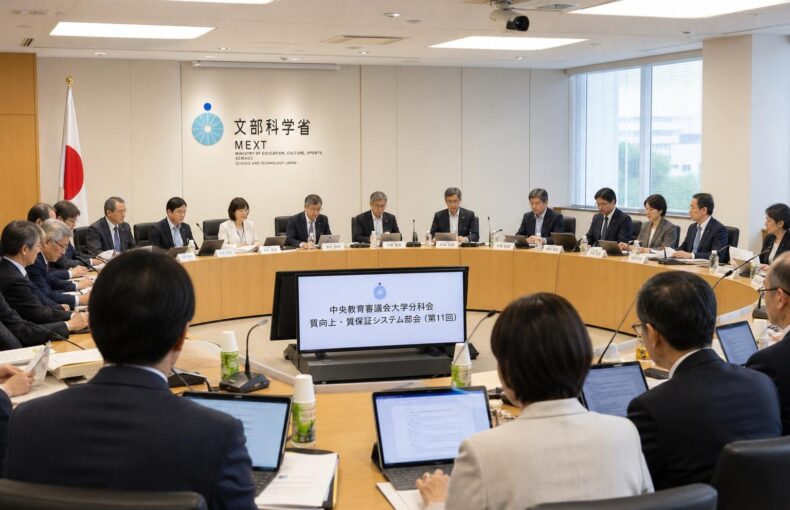 【現場視点】中央教育審議会大学分科会質向上・質保証システム部会（第11回）議事録をテーマにしたAI生成イメージ