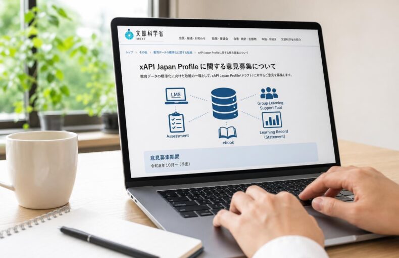【現場視点】xAPI Japan Profile に関する意見募集についてをテーマにしたAI生成イメージ