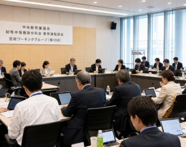 【現場視点】中央教育審議会初等中等教育分科会教育課程部会芸術ワーキンググループ(第10回)議事録をテーマにしたAI生成イメージ