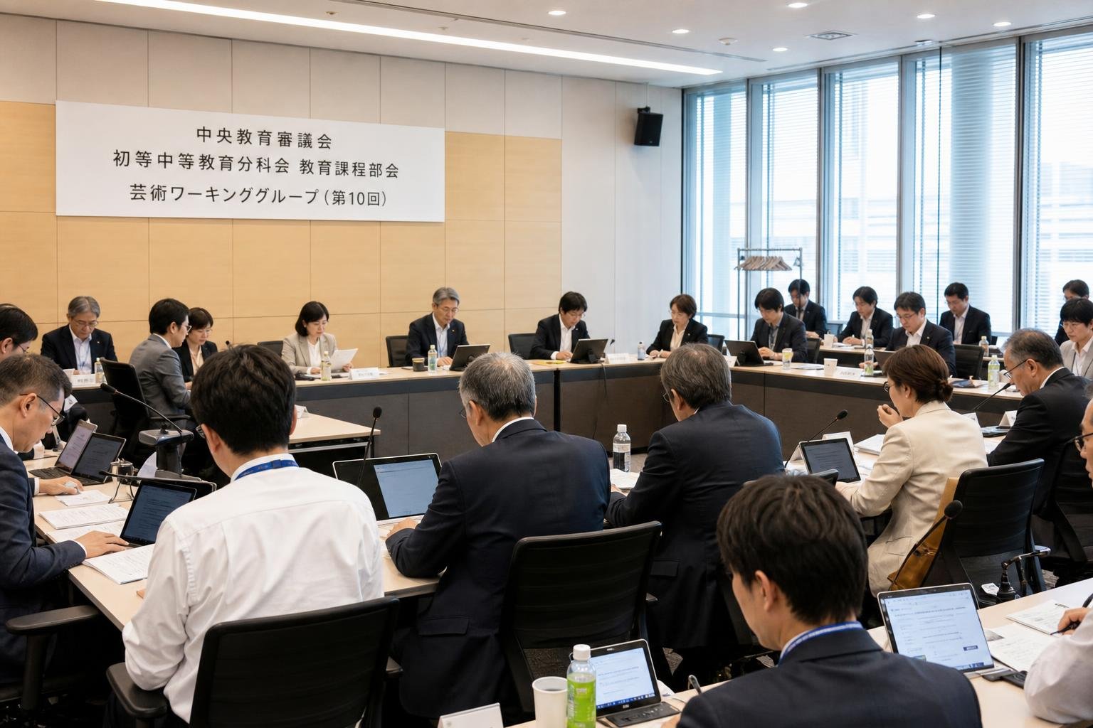 【現場視点】中央教育審議会初等中等教育分科会教育課程部会芸術ワーキンググループ(第10回)議事録をテーマにしたAI生成イメージ