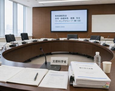 【現場視点】教育課程部会 体育・保健体育、健康、安全ワーキンググループ(第11回) 議事録をテーマにしたAI生成イメージ