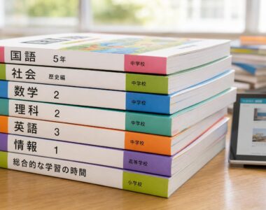 【現場視点】令和8年度教科用図書検定調査審議会総会（第2回）・総括部会（第3回）合同会議 配付資料をテーマにしたAI生成イメージ