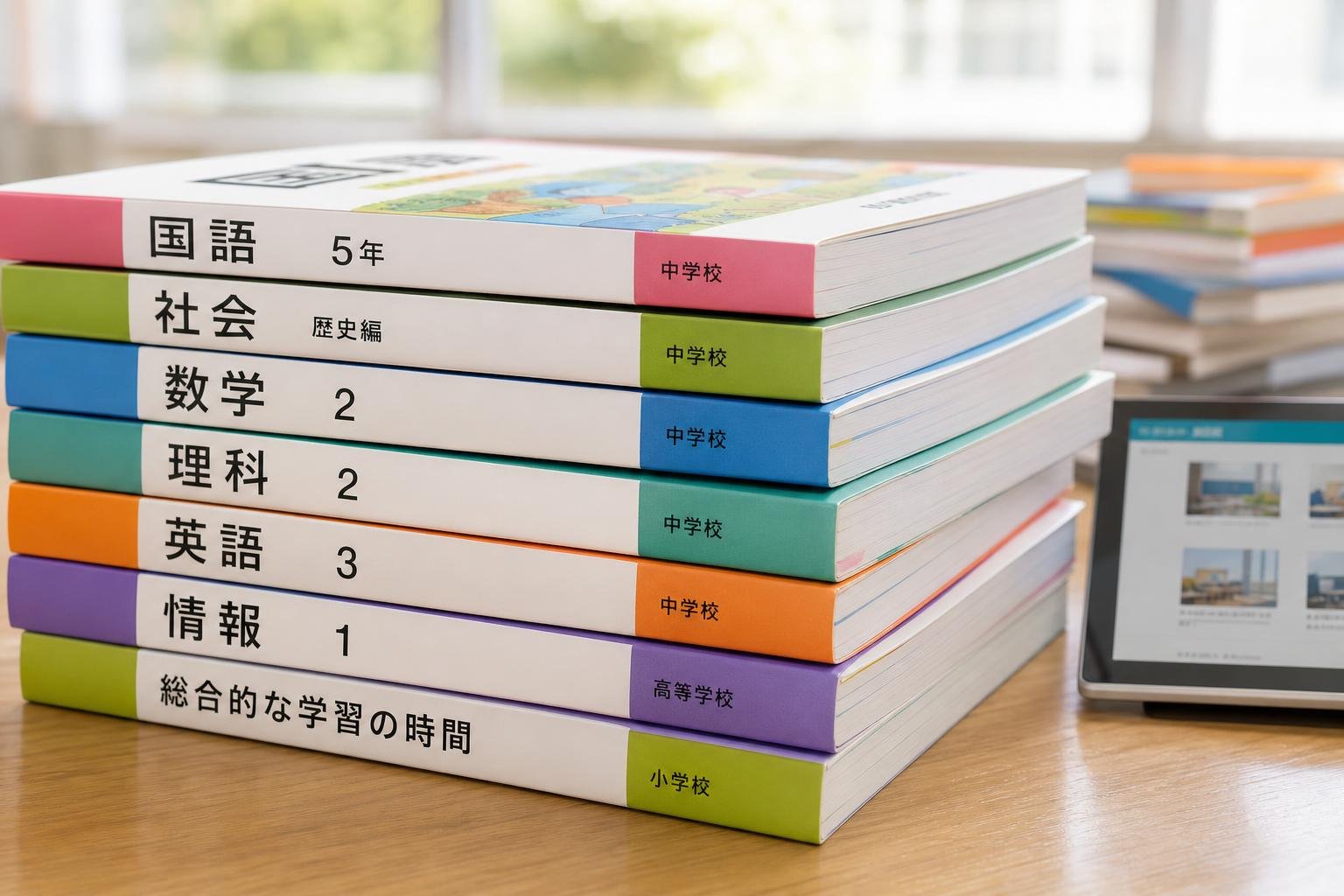 【現場視点】令和8年度教科用図書検定調査審議会総会(第2回)・総括部会(第3回)合同会議 配付資料をテーマにしたAI生成イメージ