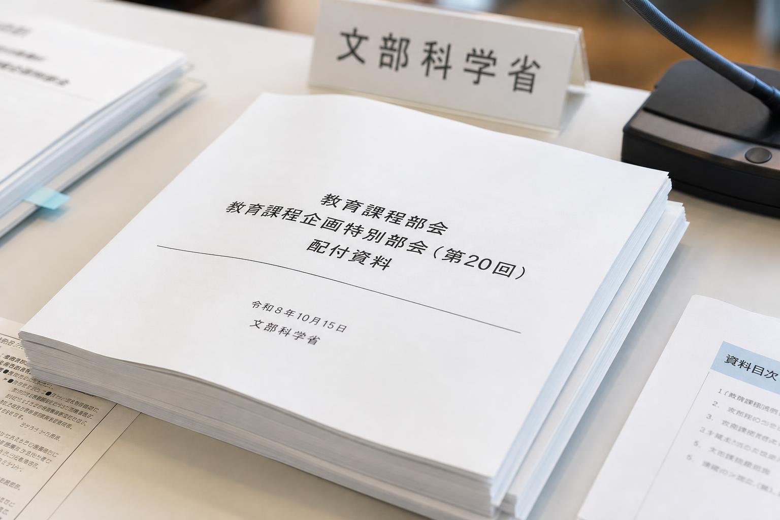 【現場視点】教育課程部会 教育課程企画特別部会(第20回) 配付資料をテーマにしたAI生成イメージ