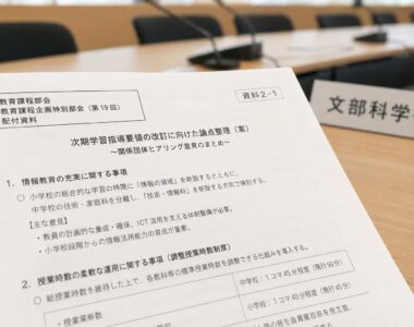 【現場視点】教育課程部会 教育課程企画特別部会(第19回) 配付資料をテーマにしたAI生成イメージ
