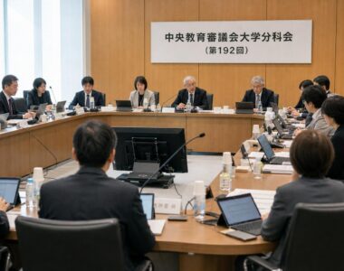 【現場視点】中央教育審議会大学分科会（第192回）議事録をテーマにしたAI生成イメージ